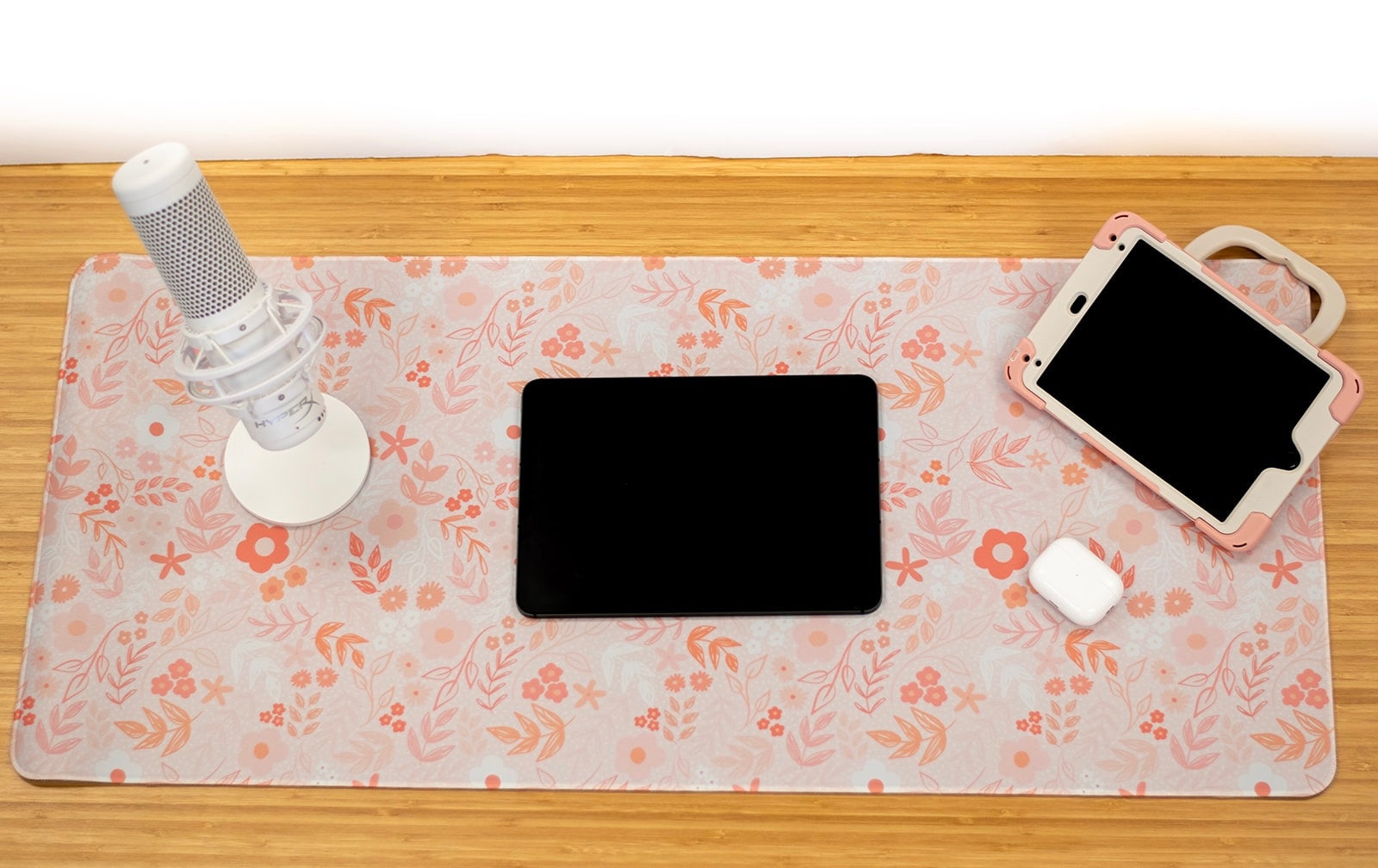 XXL Desk Mat. Pink Floral Mouse Pad. 15.5 x 35 Desk Pad. Floral Office Accessories.